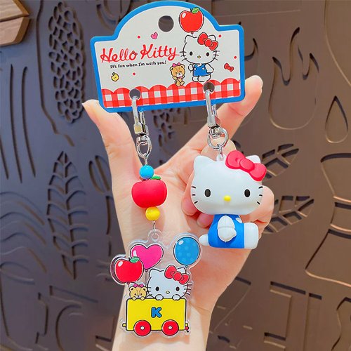 Bild von Sanrio Perlen-Schlüsselanhänger, Hello Kitty, niedlicher Cartoon-Anhänger, Handykette, Schlüsselanhänger, Taschenanhänger, Zubehör