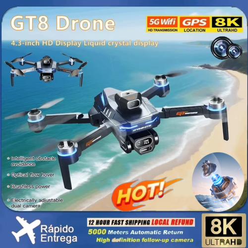Imagen de Drone GT8 con GPS, Cámara Dual 8K HD, FPV en Tiempo Real, Motores Sin Escobillas, Evitación de Obstáculos y Conexión 5G WiFi - Dron Plegable Profesional para Fotografía Aérea