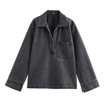Image de Ensemble Jean Femme Col Rabattu - Look Streetwear Tendance 2024