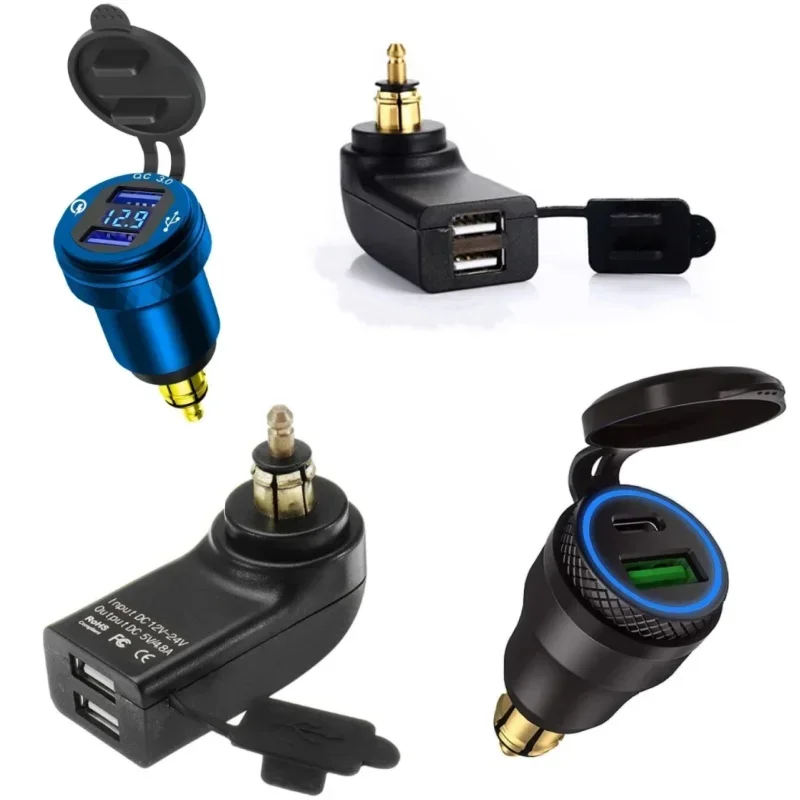 Image of Universal Dual USB QC3.0 Fast Charger Power Adapter with Hella DIN Socket for BMW F800R, F750GS, R1250GSA, G650XGS, F900R, R1200RT, R1200GS Adventure, S1000XR