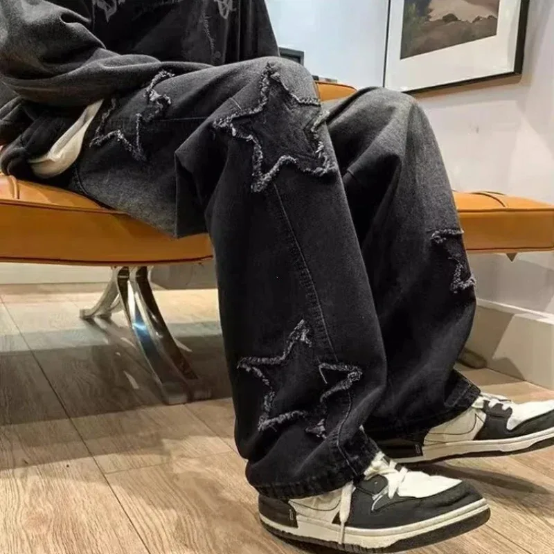 Jeans Hombres Y2K con Bordado Estrellas - Moda Urbana 2025
