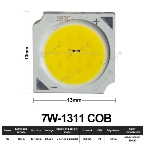 7W 13-11mm COB