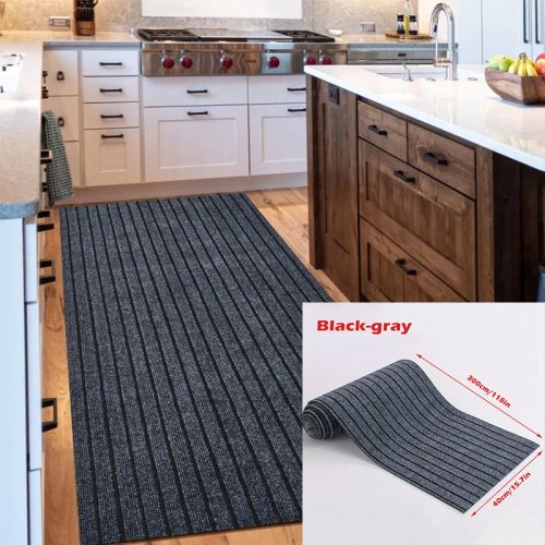 Bild von 40 cm x 3 m DIY Einfarbig Gestreiften Küche Tür Matte Boden Matte Raum Dekoration Selbst-klebe Nicht-slip Teppich Wohnkultur Flur Teppich