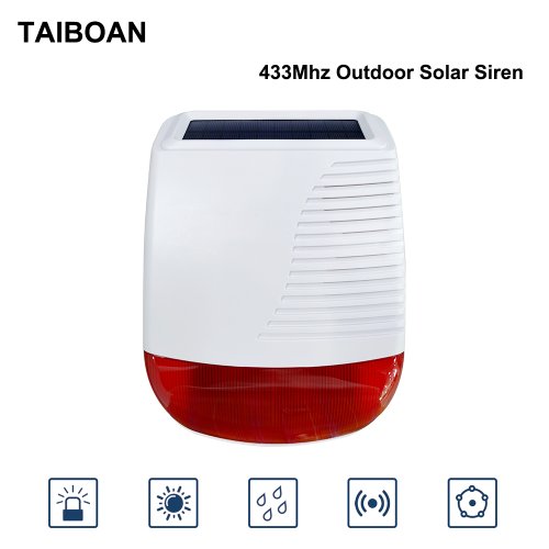 Image of Wireless Solar-Powered Strobe Siren Alarm with 433MHz RF Technology for Tuya PG103, PG107, G30, G50 Home Security Systems
