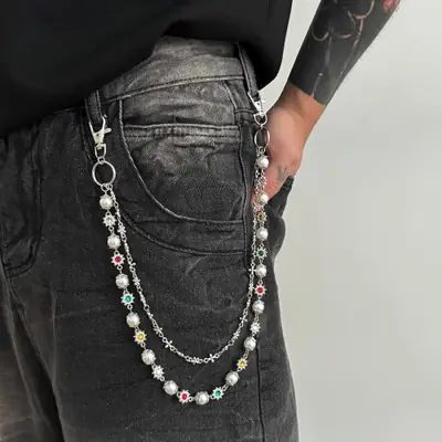 Image de Pendentif Croix Imitation Perle - Bijou Punk Hiphop