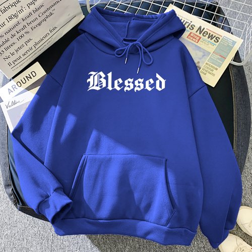 Bild von Gesegnet Kreativität Gedruckt Hoodies Frauen Street Style Hip Hop Hoody Herbst Lose Fleece Kleidung Bequeme Pullover Sweatshirt