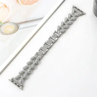 Image de Bracelet Élégant en Métal Diamanté pour Apple Watch