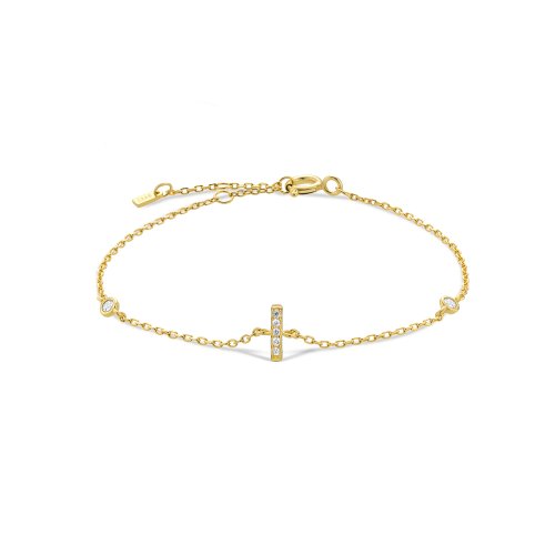 Imagen de VEWANT-pulsera de cadena con dije inicial, monograma de Plata de Ley 925 con letra A - Z, joyería fina de cristal para boda de lujo