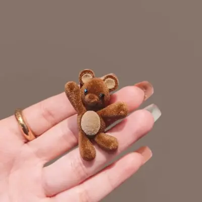 Image de Pince à cheveux ours mignon en métal doré