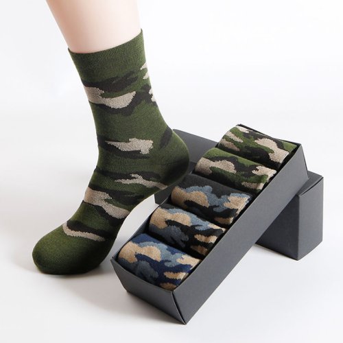Imagen de Calcetines de algodón gruesos y largos para hombre, diseño de camuflaje, talla grande, ideales para otoño e invierno