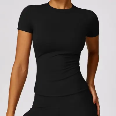Image de Haut de Sport Femme - T-Shirt Fitness à Manches Courtes
