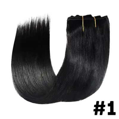 Image de Extensions à clips cheveux humains brésiliens lisses naturels 8 pièces
