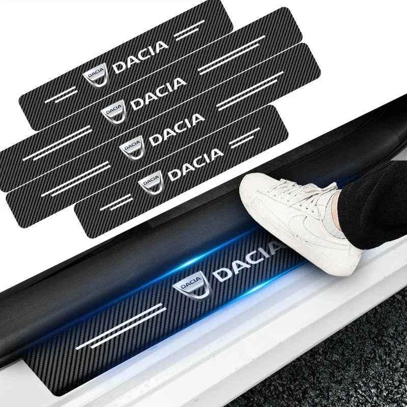 Afbeelding van Carbonlook Instaplijsten Sticker voor Dacia Duster, Logan MCV, Sandero en Dokker – Anti-Kras Bescherming met 4x Zelfklevende Platen