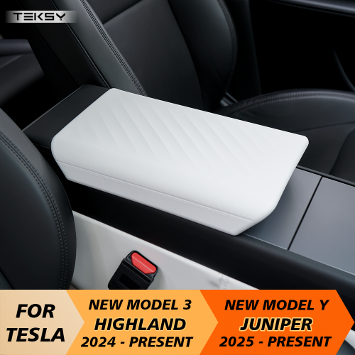 Afbeelding van Zachte beschermhoes voor middenconsole armsteun Tesla Model Y Juniper 2025 en Model 3 Highland 2024 – Premium interieuraccessoire met anti-slijtage deksel