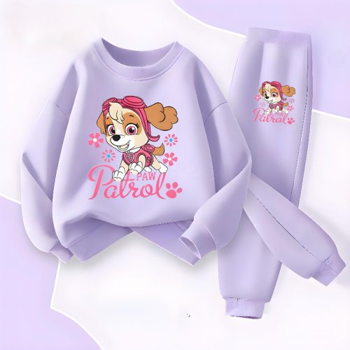 Imagen de Conjunto de Primavera para Niñas con Diseño de Patrulla Canina: Sudadera con Capucha de Manga Larga y Pantalón Largo, Traje Deportivo Casual para Niños y Niñas