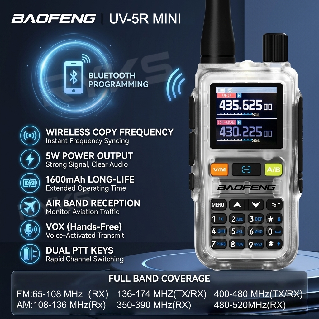 Immagine di Walkie Talkie Baofeng UV-5R Mini con Bluetooth e Frequenza Hopping