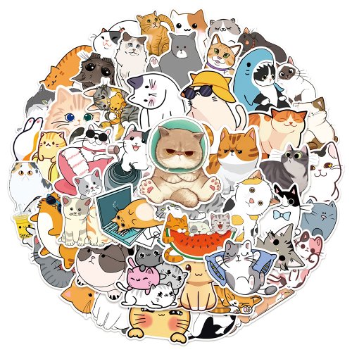 Imagen de 10/30/50 Uds. Pegatinas Kawaii de gato y gatito, calcomanías de animales bonitos, juguetes para niños, álbum de recortes, portátil, teléfono, estacionario, maleta para guitarra, pegatina para coche