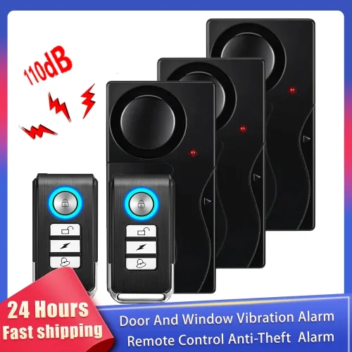 Image of New 110dB Door And Window Vibration Alarm Wireless Anti-Theft  Alarm With Remote Control Home Bicycle Security Burglar Alarm