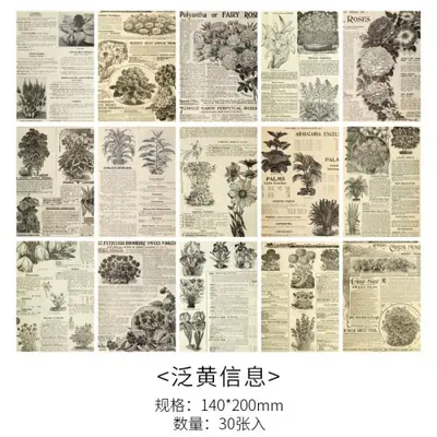 Image de Papier Décoratif Vintage - Lot de 30 Feuilles pour Scrapbooking