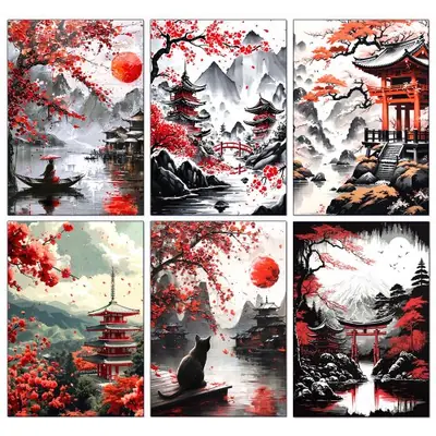 Image de Peinture Diamant Japonaise Sakura - Décoration Murale Artisanale