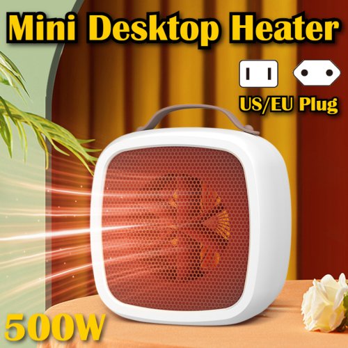 Imagen de Calentador Portátil de Cerámica PTC de 500W con Ventilador Silencioso para Hogar, Oficina y Uso en Invierno – Calefacción Rápida y Eficiente