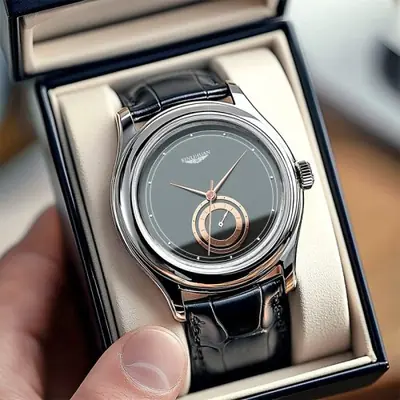 Image de Montre Homme Élégante en Cuir Noir - Style Business