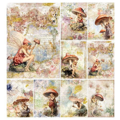 Zdjęcie Papier Ryżowy z Motywem Grzybów – Idealny do Scrapbookingu i DIY