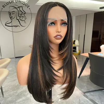 Image de Perruque Lace Front Synthétique Bordeau Foncé 13x6