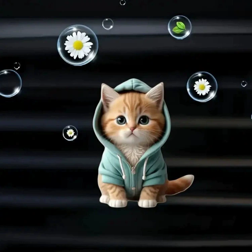 Imagen de Adorable Sudadera con Capucha para Gatito con Clip de Ventilación - Accesorio Acrílico para Coche con Aromatización Decorativa