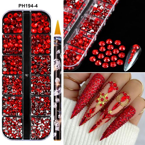 Bild von Luxus-Nail-Art-Strass für Valentinstag – Rote Glitzersteine