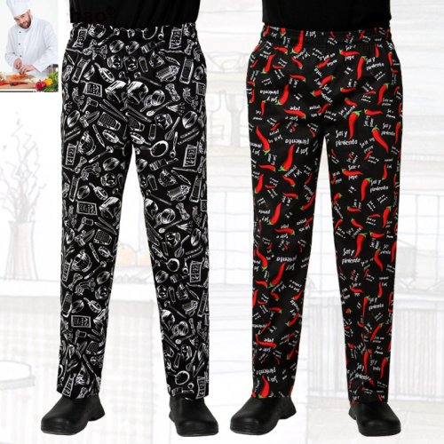 Afbeelding van Unisex Chef Broek met Elastische Taille – Comfortabele Werkbroek voor Keuken en Restaurant