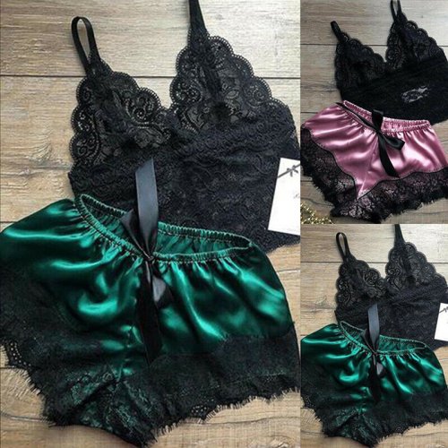 Immagine di Set Intimo in Pizzo per Donne - Top e Shorts