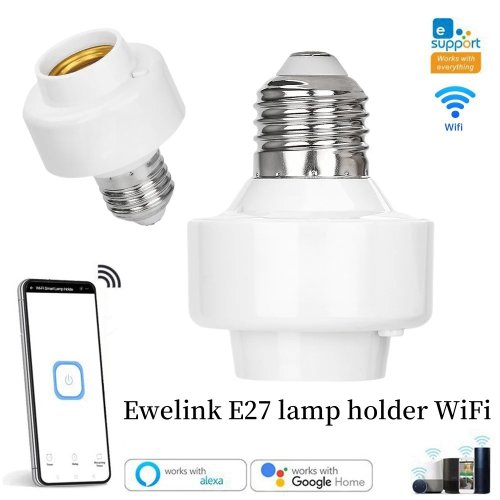 Image of EWeLink E27 WiFi Smart Lamp Holder – Voice-Controlled LED Bulb Socket Adapter for Alexa & Google Home