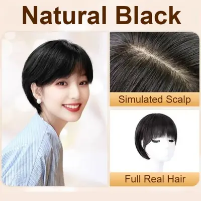 Image de Perruque Courte Naturelle - Cheveux Humains 100% avec Frange