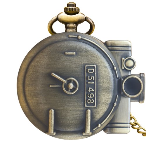 Immagine di Orologio da tasca al quarzo intagliato con treno a vapore Steampunk in bronzo vintage, collana con c...
