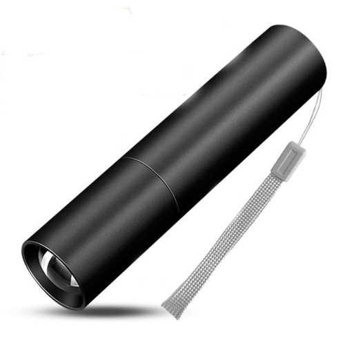 Imagen de Mini linterna con Zoom telescópico, 3 modos de luz, recargable por USB, resistente al agua, potente linterna portátil para exteriores