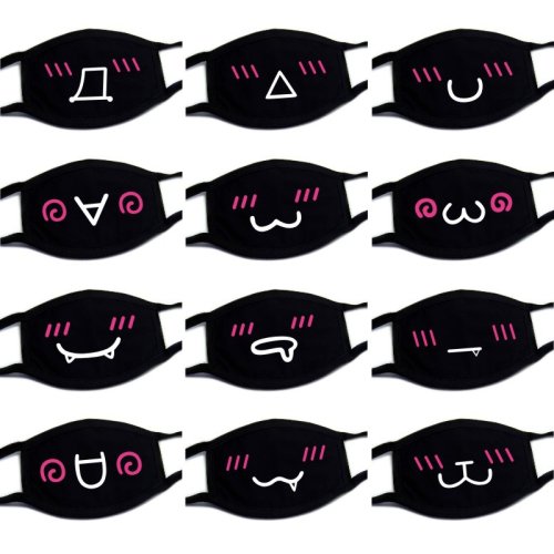 Image of Adorable Cotton Face Masks with Cartoon Expressions – Festive, Warm, and Protective for Everyday Wear