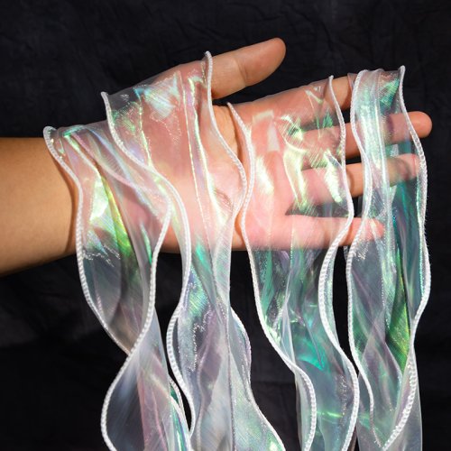 Image of 9Yards Mermaid Lace Fabrics Effect Laser Neon Luster For Women Dress 6CM Wide