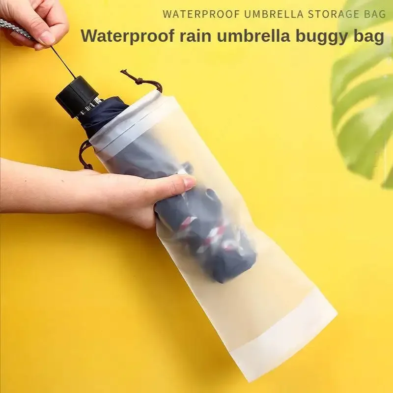 Imagen de Bolsa de Almacenamiento Impermeable para Paraguas con Cierre de Cordón, Bolsa Translúcida para Guardar Paraguas Mojados, Ideal para Coche o Hogar - Paquete de 10 Unidades