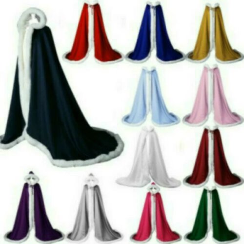 Imagen de Capa de Piel Artificial Invernal con Capucha para Novia – Elegante Chaqueta de Boda con Chal Ajustable para Fiesta Nupcial