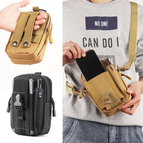 Immagine di Marsupio Uomo Impermeabile in Nylon Molle con Design Camouflage – Borsa da Esterno per Sport, Caccia e Escursionismo con Tasca per Telefono Cellulare