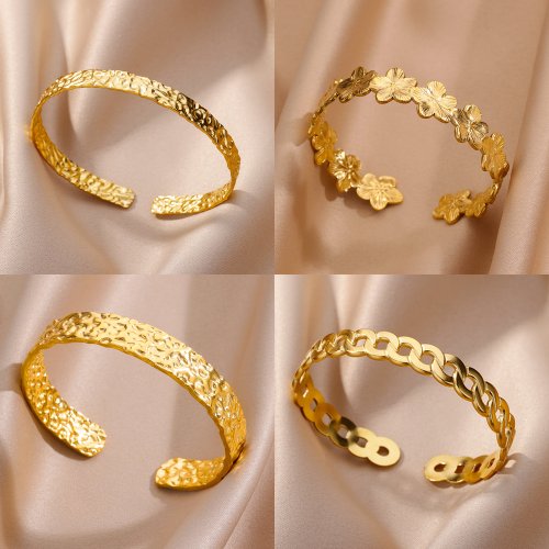 Afbeelding van Verstelbare armbanden voor vrouwen roestvrijstalen armband waterdicht goud kleur luxe paar sieraden manchet pulseras mujer