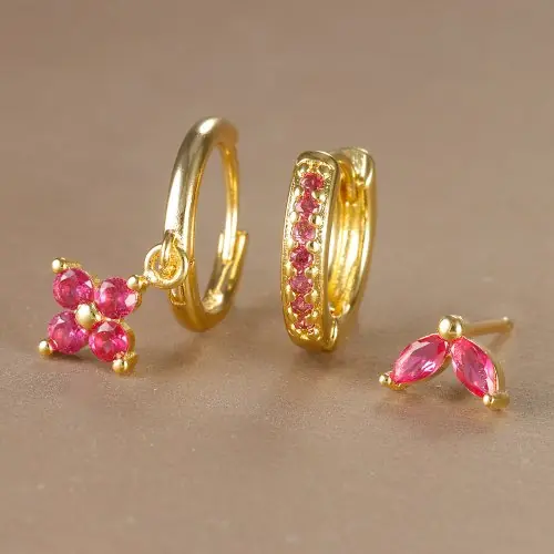 Or-rose-rouge-3pcs
