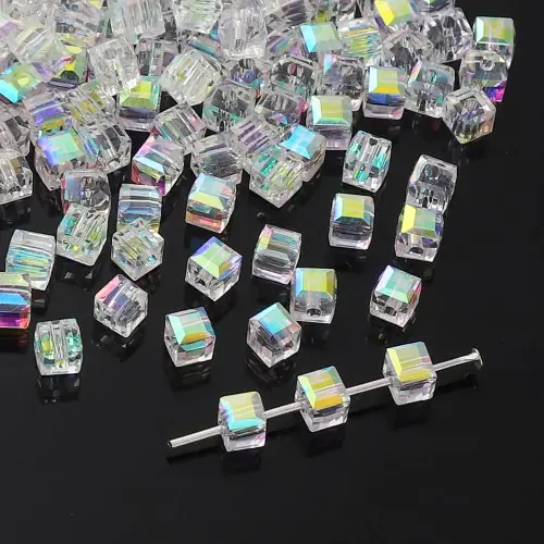 Image de Perles de Verre Carrées Colorées - 10 Pièces