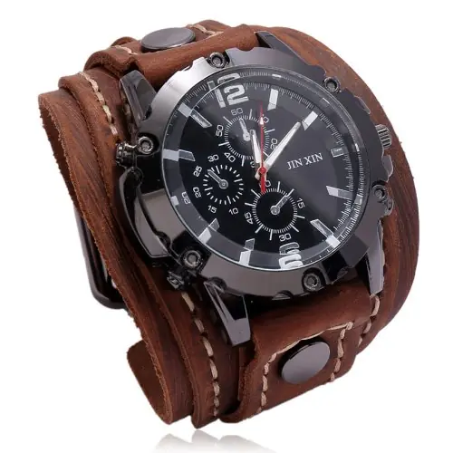 Image de Montre Homme Luxe Cuir Véritable - Style Punk 2024