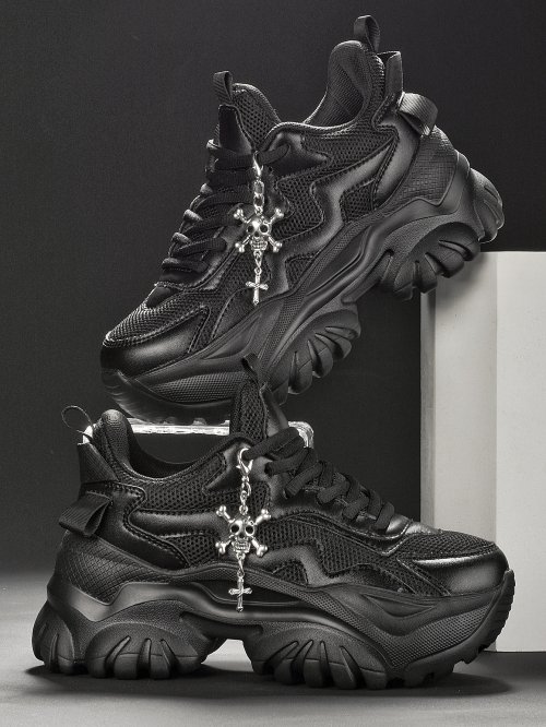 Imagen de Zapatos de mujer informales de moda para todas las estaciones con plataforma negra, tacones altos y diseño punk ideal para Halloween