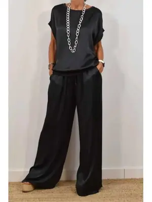 Image de Ensemble Satin Élégant 2 Pièces pour Femmes