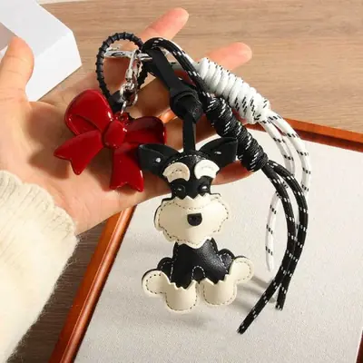 Image de Porte-clés Schnauzer Mignon en Cuir PU