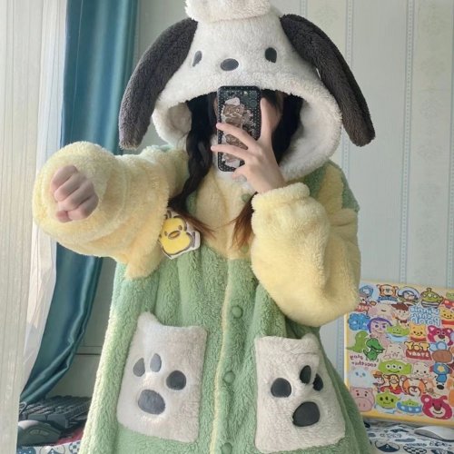 Afbeelding van Vrouwen Flanel Onesie met Capuchon - Dinosaurus, Panda, Vos en Andere Dieren - Cartoon Pyjama voor Halloween, Kerst en Dagelijks Gebruik