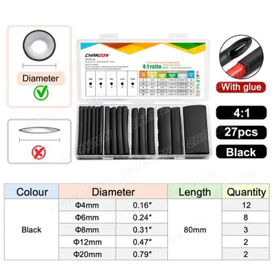 Image de Kit de Tubes Thermorétractables 300 Pièces - Protection Câbles Électriques